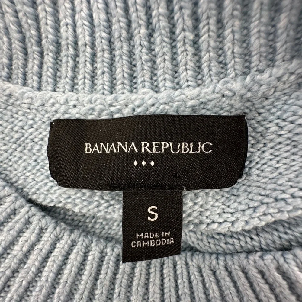 Banana Republic Crewneck Sweater Mens S Light Blue‎ Coastal Preppy Cotton Blend